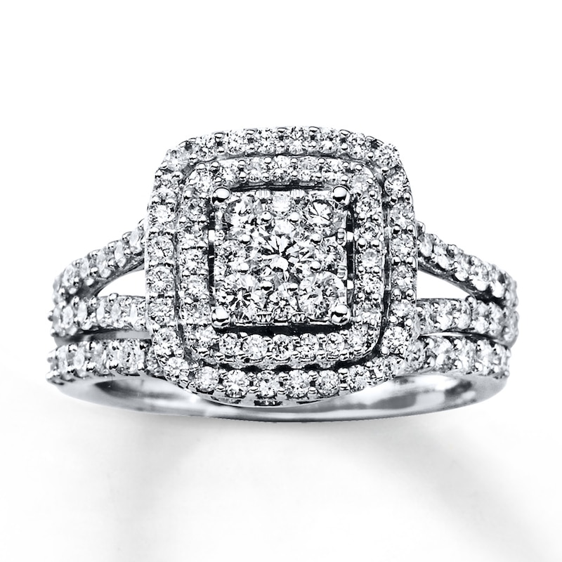 Main Image 1 of Previously Owned Diamond Bridal Set 1-1/3 ct tw 14K White Gold Size 8