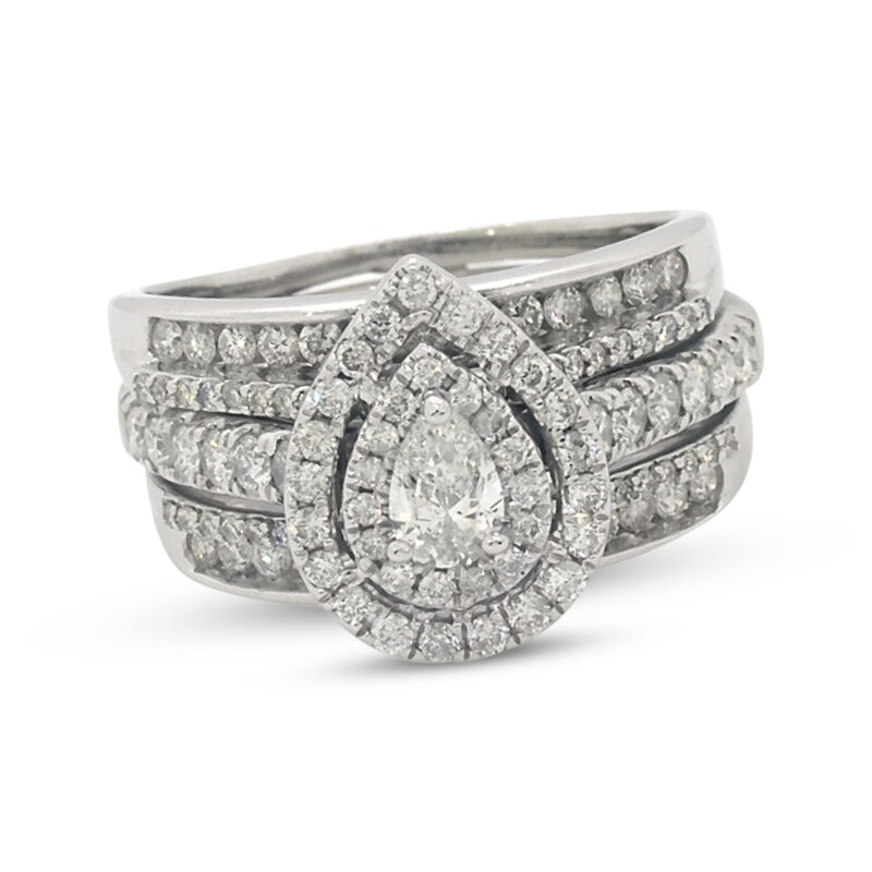 Main Image 1 of Previously Owned Pear-Shaped Diamond Bridal Set 1-3/8 ct tw 14K White Gold Size 8.5