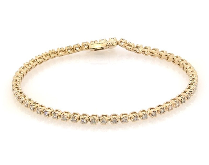 Main Image 1 of Previously Owned Diamond Tennis Bracelet 1 ct tw Round-cut 10K Yellow Gold 7&quot;