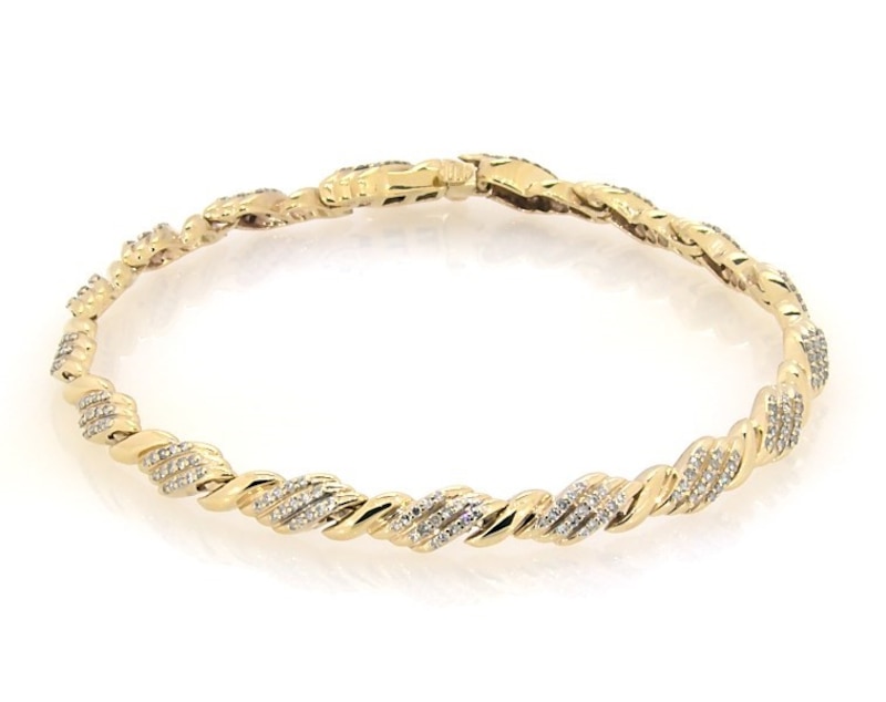 Main Image 1 of Previously Owned Diamond Bracelet 1 ct tw Round-cut 10K Yellow Gold 7.5&quot;