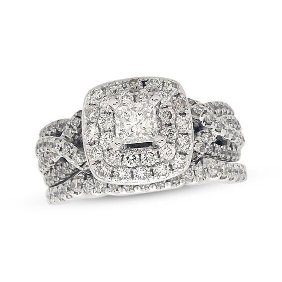 Previously Owned Princess-Cut Diamond Bridal Set 1-1/8 ct tw 14K White Gold Size 5
