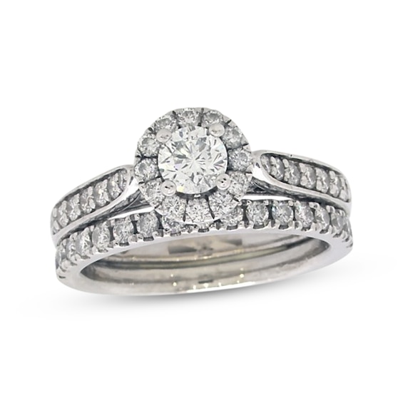 Previously Owned THE LEO Diamond Bridal Set 1 ct tw 14K White Gold Size 6.5