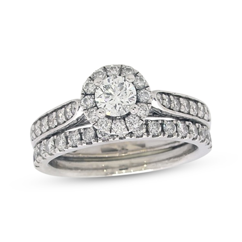 Main Image 1 of Previously Owned THE LEO Diamond Bridal Set 1 ct tw 14K White Gold Size 6.5