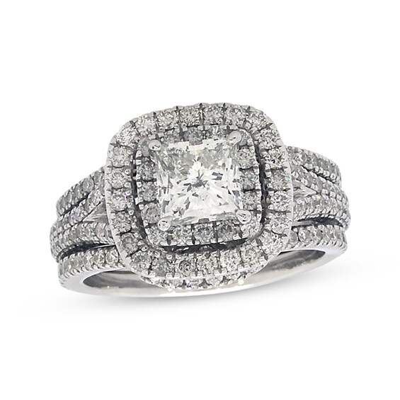 Previously Owned Neil Lane Princess-Cut Diamond Split Shank Bridal Set 2-1/2 ct tw 14K White Gold Size 6.5