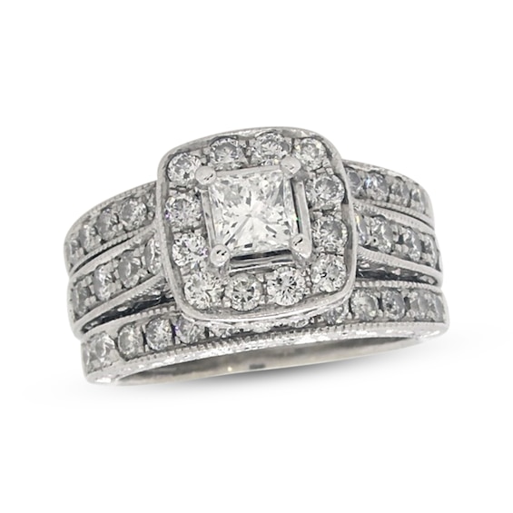 Previously Owned Princess-Cut Diamond Soldered Bridal Set 1-1/ ct tw 14K White Gold Size