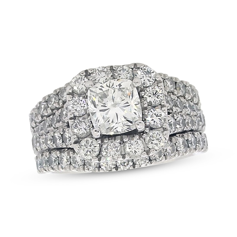 Main Image 1 of Previously Owned Neil Lane Cushion-Cut Diamond Bridal Set 3 ct tw 14K White Gold Size 5.5