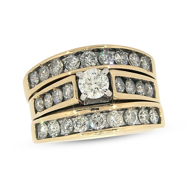 Main Image 1 of Previously Owned Round-Cut Diamond Soldered Bridal Set 2-1/2 ct tw 14K Yellow Gold Size 7