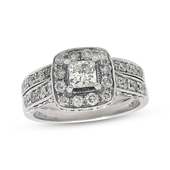 Previously Owned Princess-Cut Diamond Bridal Set 1-1/5 ct tw 14K White Gold Size 5.75