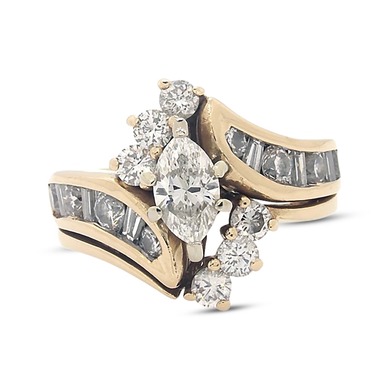Main Image 1 of Previously Owned Marquise-Cut Diamond Bridal Set 2 ct tw 14K Yellow Gold Size 6