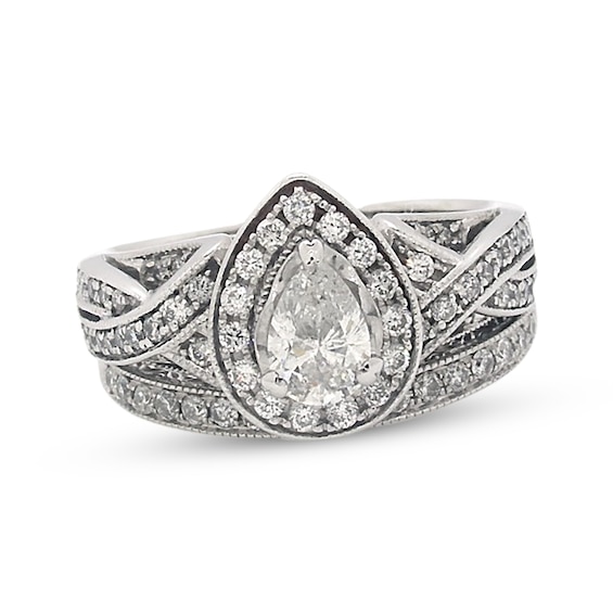 Previously Owned Pear-Shaped Diamond Bridal Set 1-1/8 ct tw 14K White Gold 6.5