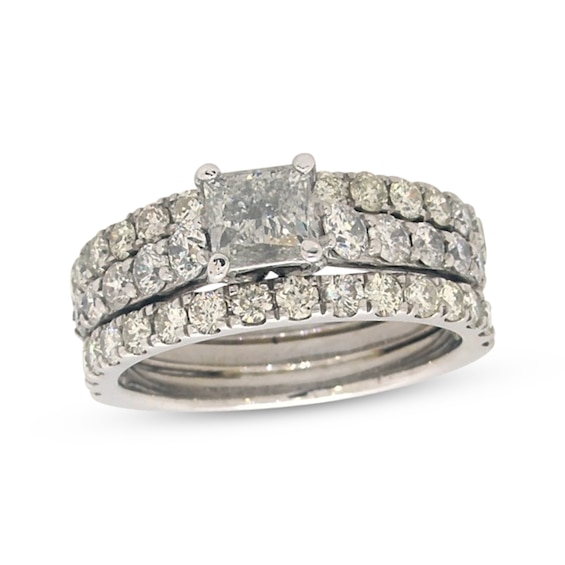 Previously Owned Princess-Cut Diamond Soldered Bridal Set 2 ct tw 10K & 14K White Gold Size 5.5
