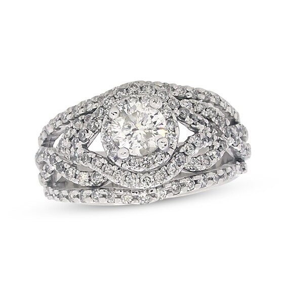 Previously Owned Round-Cut Diamond Soldered Bridal Set 1-1/5 ct tw 14K White Gold Size