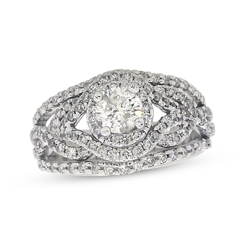 Main Image 1 of Previously Owned Round-Cut Diamond Soldered Bridal Set 1-1/5 ct tw 14K White Gold Size 6