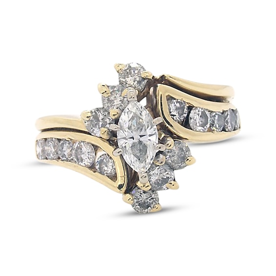 Previously Owned Marquise-Cut Diamond Bridal Set 1-3/8 ct tw 14K Yellow Gold Size 5.75