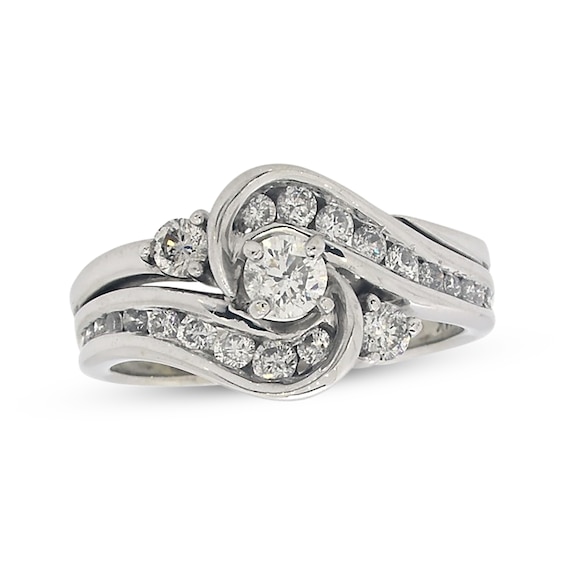 Previously Owned Round-Cut Diamond Bypass Bridal Set 1 ct tw 14K White Gold 8.25