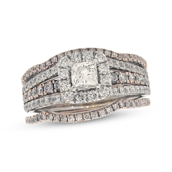 Previously Owned Princess-Cut Diamond Bridal Set 1-3/8 ct tw 14K Two-Tone Gold Size 6.25