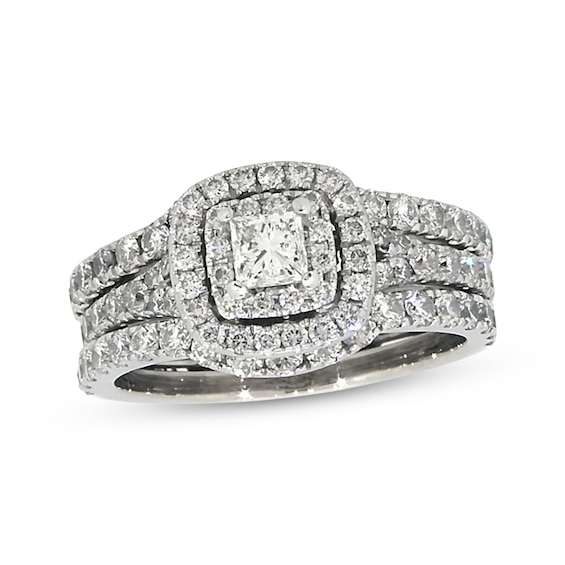 Previously Owned Neil Lane Princess-Cut Diamond Split Shank Bridal Set 1-3/4 ct tw 14K White Gold 6.75