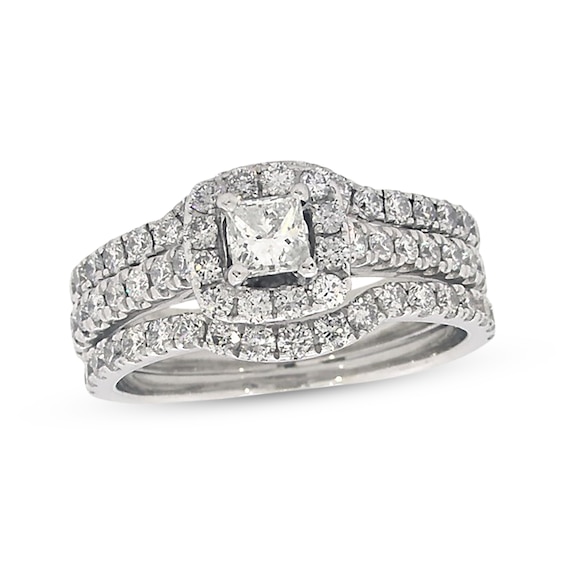 Previously Owned Neil Lane Princess-Cut Diamond Split Shank Bridal Set 1-3/4 ct tw 14K White Gold Size 8