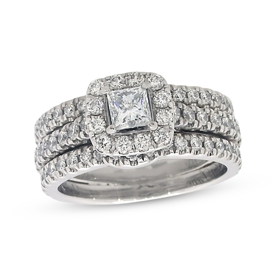 Previously Owned Neil Lane Princess-Cut Diamond Bridal Set / ct tw 14K White Gold Size