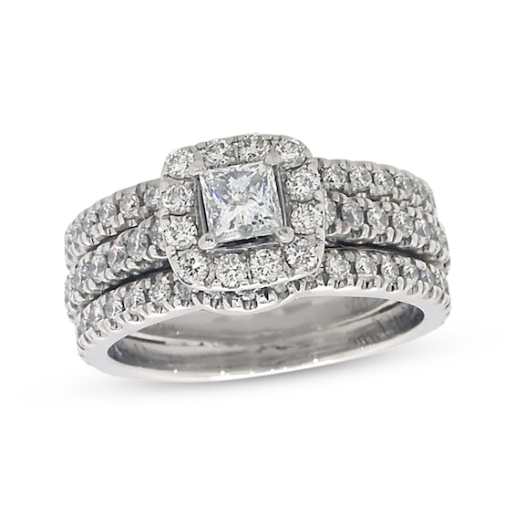 Previously Owned Neil Lane Princess-Cut Diamond Bridal Set 1-1/4 ct tw 14K White Gold Size 5.5