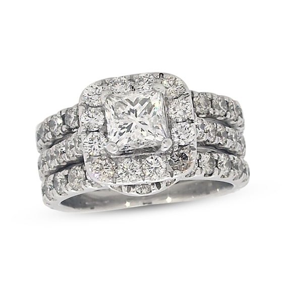 Previously Owned Neil Lane Princess-Cut Diamond Bridal Set 3-1/4 ct tw 14K White Gold Size 5.75