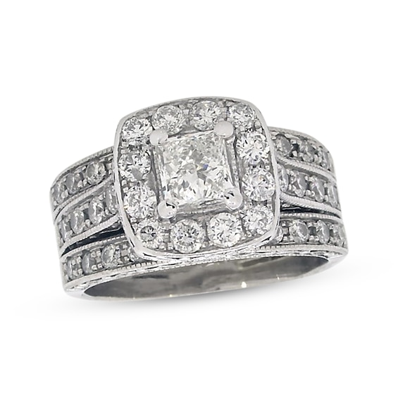 Previously Owned Princess-Cut Diamond Soldered Bridal Set 2 ct tw 14K White Gold Size 6.5