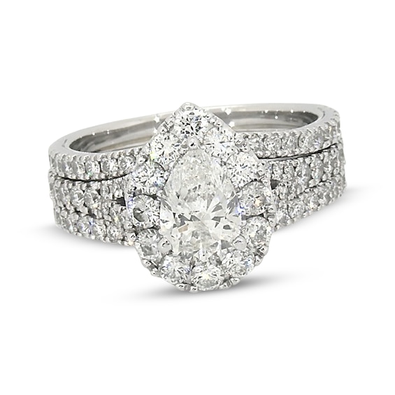 Previously Owned Neil Lane Pear-Shaped Bridal Set 2-7/8 ct tw 14K White Gold Size 8.75