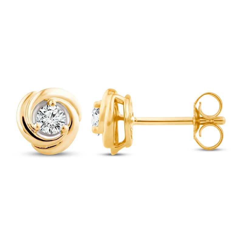 Main Image 1 of Previously Owned Center of Me Diamond Stud Earrings 1/4 ct tw 10K Yellow Gold