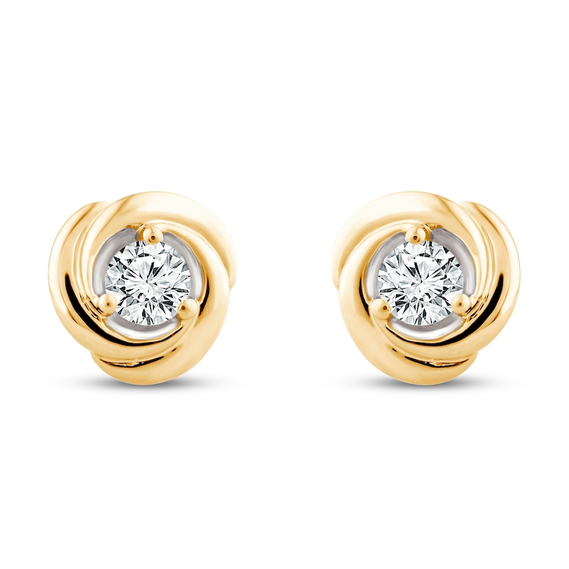 Main Image 2 of Previously Owned Center of Me Diamond Stud Earrings 1/4 ct tw 10K Yellow Gold