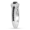 Thumbnail Image 3 of Previously Owned Black & White Diamond Halo Engagement Ring 1 ct tw 14K White Gold Size 6