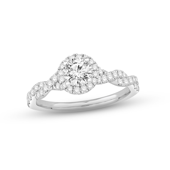 Previously Owned Diamond Halo Engagement Ring 1 ct tw Round-cut 14K White Gold