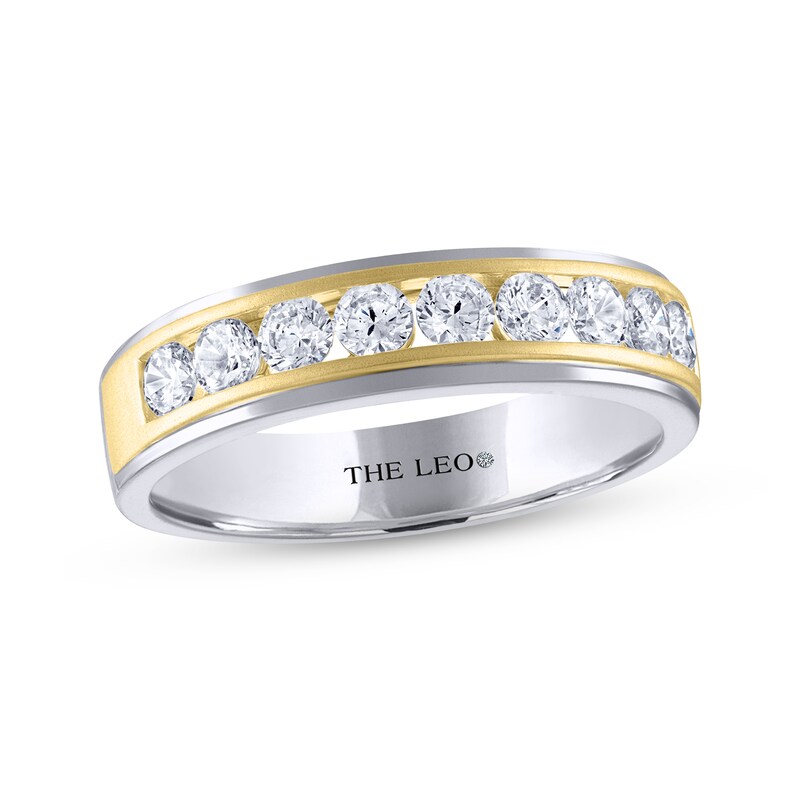 Main Image 1 of Previously Owned Men's THE LEO Diamond Wedding Band 1 ct tw Round-cut 14K Two-Tone Gold