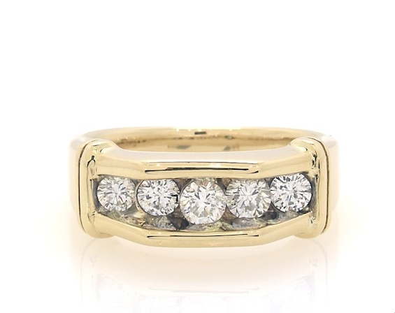 Previously Owned Men's Five-Stone Diamond Ring 1 ct tw 14K Yellow Gold Size 10
