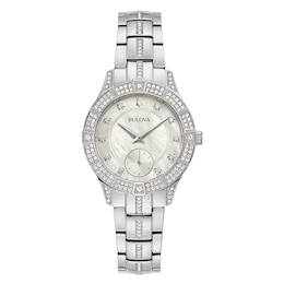 Previously Owned Bulova Phantom Mother-of-Pearl/Crystal Women's Watch 96L291