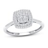 Thumbnail Image 1 of Previously Owned Multi-Diamond Cushion Halo Engagement Ring 1/4 ct tw 10K White Gold Size 5