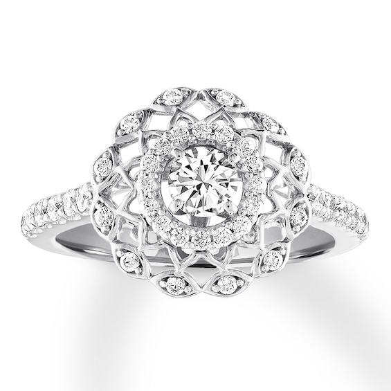 Previously Owned Diamond Engagement Ring 3/4 ct tw Round-cut 14K White Gold