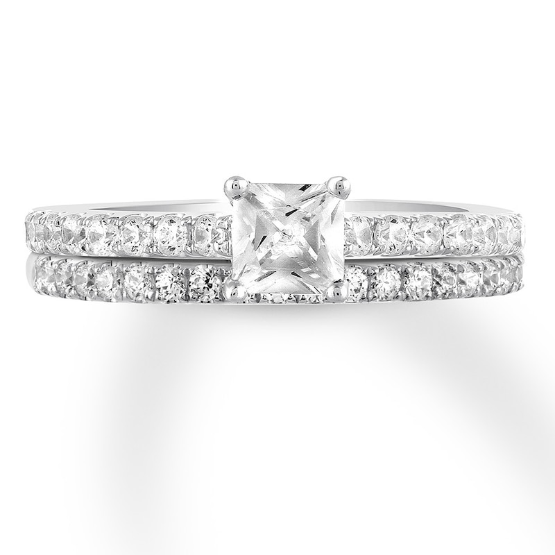 Main Image 4 of Previously Owned THE LEO Diamond Bridal Set 7/8 ct tw Princess-cut 14K White Gold Size 4.5