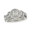 Thumbnail Image 1 of Previously Owned Round-Cut Diamond Halo Three-Stone Bridal Set 1 ct tw 14K White Gold Size 6