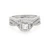 Thumbnail Image 1 of Previously Owned Princess-Cut Diamond Halo Bridal Set 1-1/4 ct tw 14K White Gold Size 8.5
