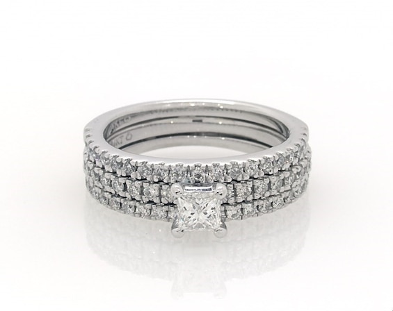 Previously Owned Princess-Cut Diamond Bridal Set 1 ct tw 14K & 10K White Gold Size 7.5