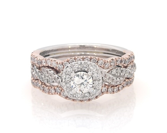 Previously Owned Neil Lane Round-Cut Diamond Bridal Set 1 ct tw 14K Two-Tone Gold Size 6.5
