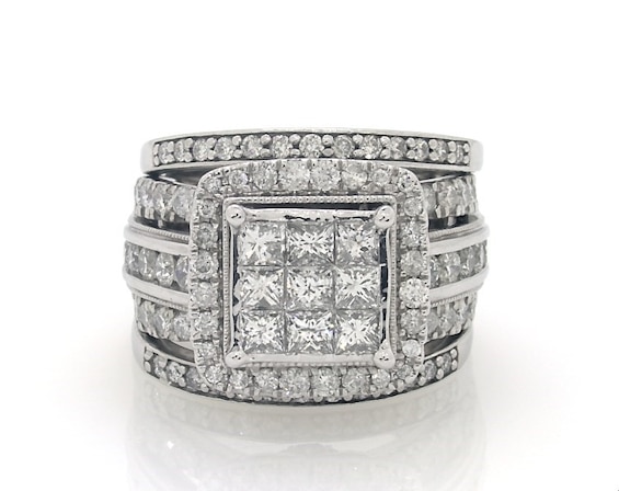 Previously Owned Princess-Cut Multi-Diamond Bridal Set 2-1/2 ct tw 10K White Gold Size 5.5