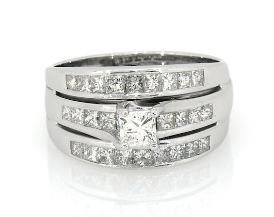 Previously Owned Princess-Cut Diamond Bridal Set 2 ct tw 14K White Gold Size 10