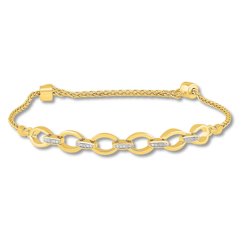 Main Image 1 of Previously Owned Diamond Bolo Bracelet 1/20 ct tw Round-cut 10K Yellow Gold