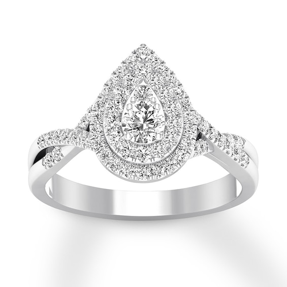 Previously Owned Diamond Engagement Ring 3/8 ct tw Round-cut 10K White Gold