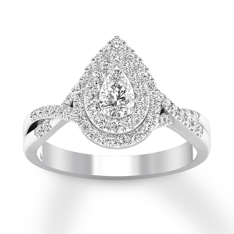 Main Image 1 of Previously Owned Diamond Engagement Ring 3/8 ct tw Round-cut 10K White Gold