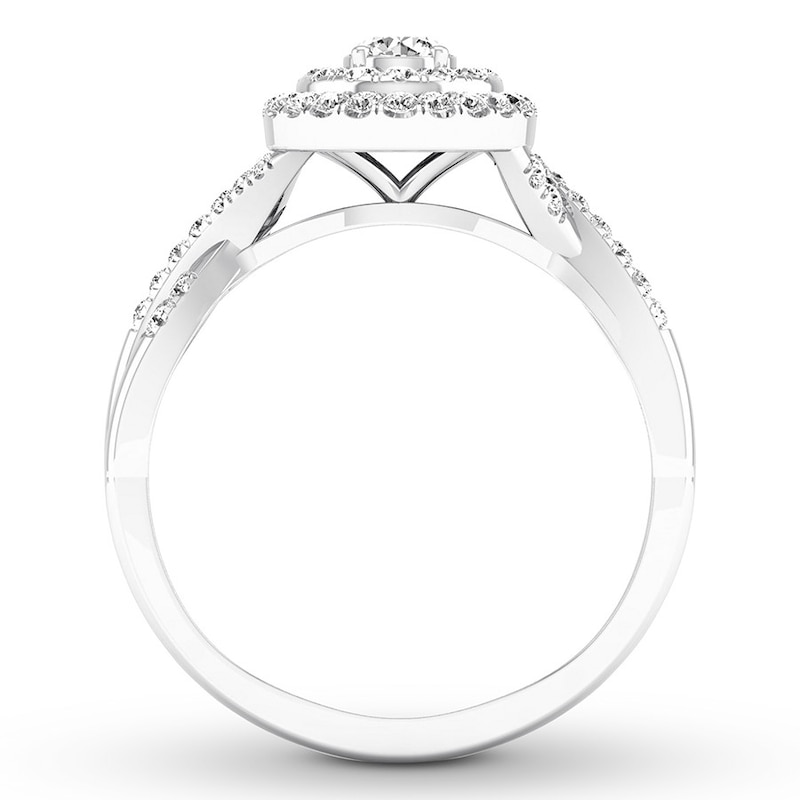 Main Image 2 of Previously Owned Diamond Engagement Ring 3/8 ct tw Round-cut 10K White Gold