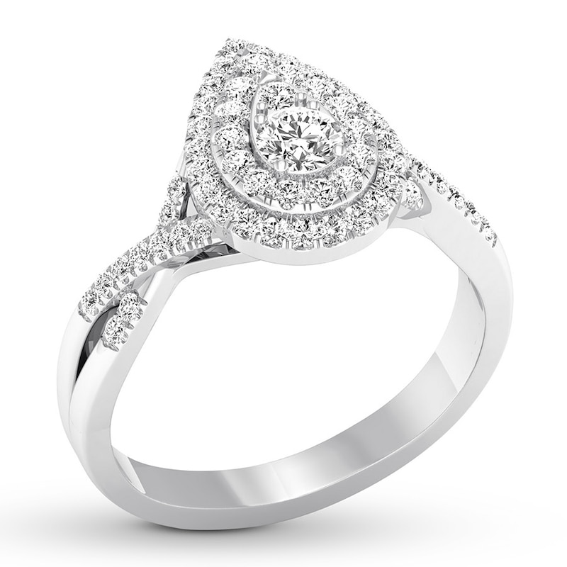 Main Image 4 of Previously Owned Diamond Engagement Ring 3/8 ct tw Round-cut 10K White Gold