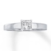 Thumbnail Image 1 of Previously Owned Diamond Solitaire Ring 1/2 carat Princess-Cut 14K White Gold