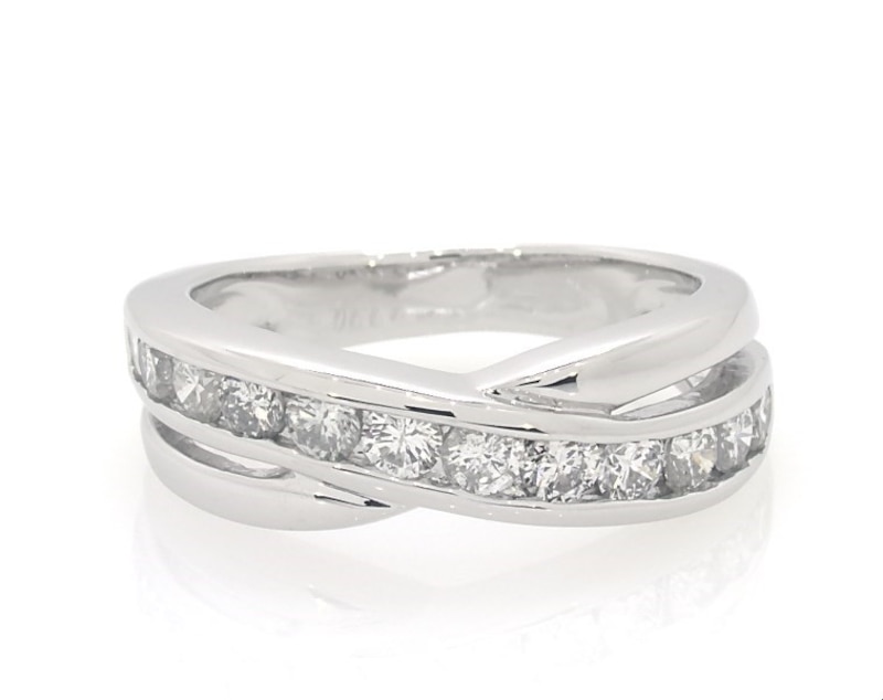 Main Image 1 of Previously Owned Diamond Crisscross Ring 1 ct tw 10K White Gold